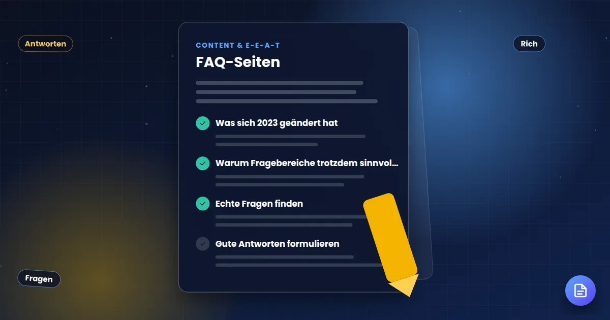 FAQ-Seiten: Ratgeber-Dokument mit abgehakten Kapiteln