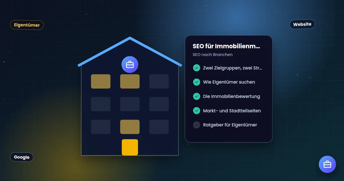 SEO für Immobilienmakler: Geschäftsgebäude neben einer Checkliste für die Branche